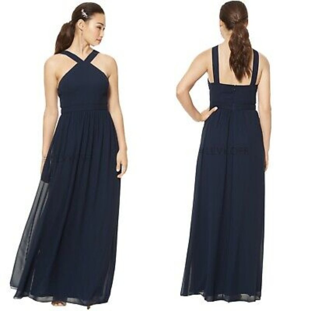 Bill Levkoff Bridesmaid Dress in Navy 7110